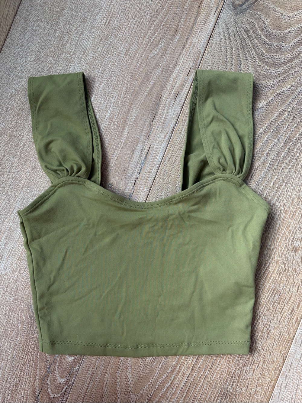 Abercrombie & Fitch Olive Square-Neck Crop Tank